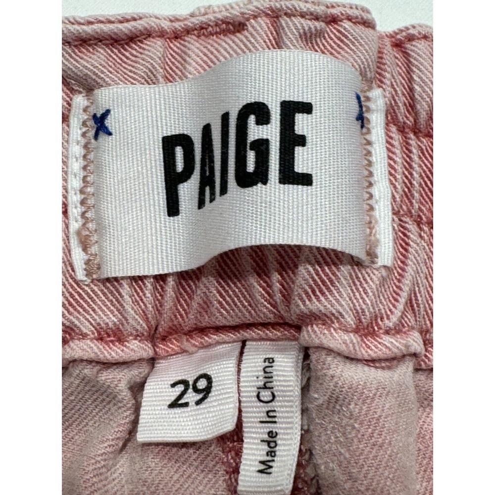PAIGE Women's Christy High Rise Pants 29 Pink Drawstring Tapered Cropped Stretch - Picture 7 of 14